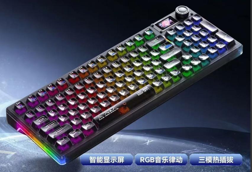 狼蛛机械键盘 F98pro V3 三模 黑透