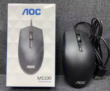 AOC ms100有线鼠标无声